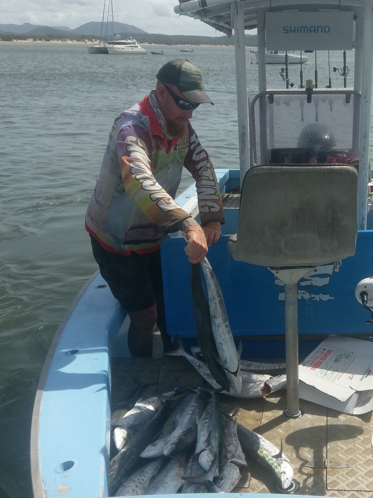 Loading a catch of mackerel on the boat